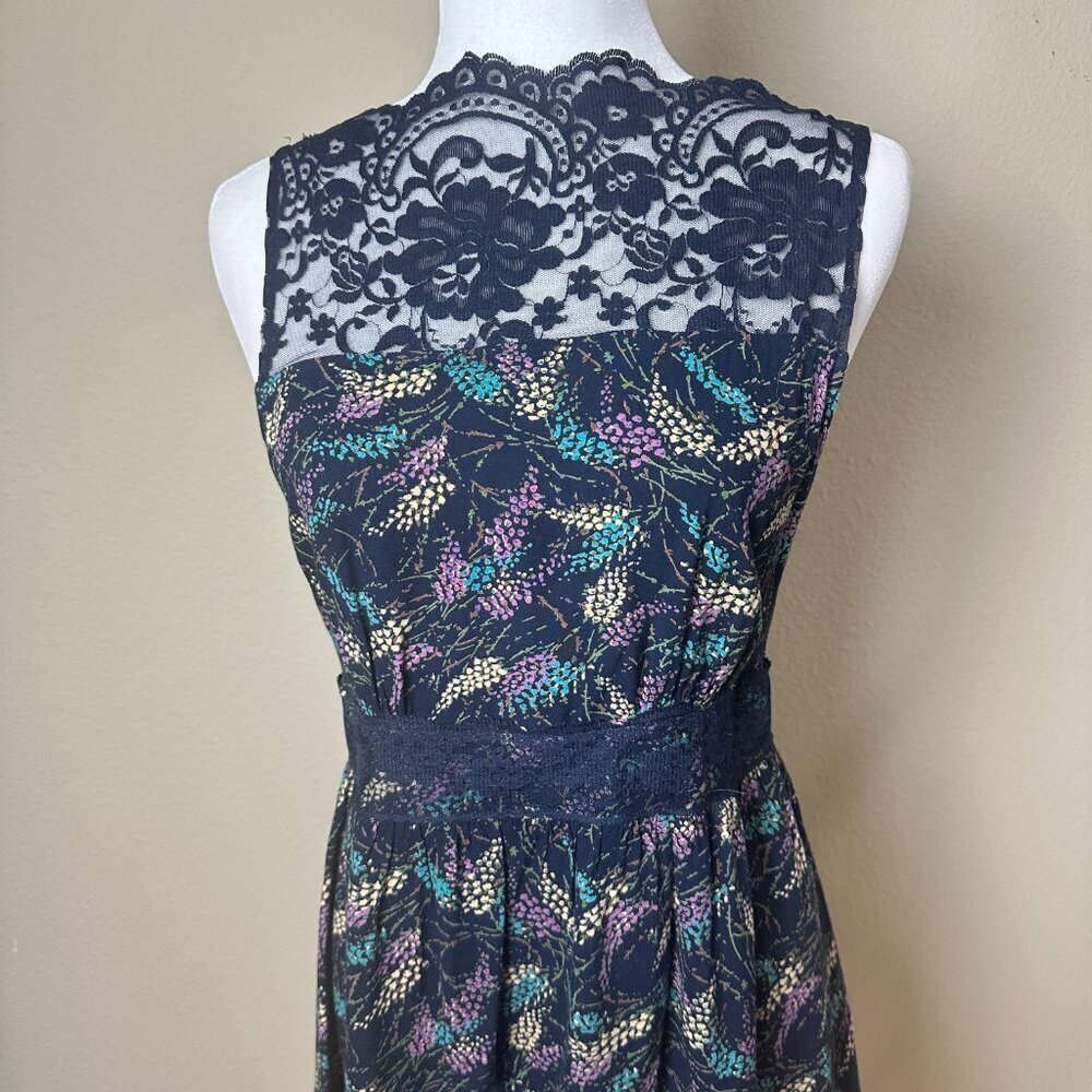 RARE Vintage FREE PEOPLE Open Side Scallop Lace Trim Dress - size small - Picture 3 of 12